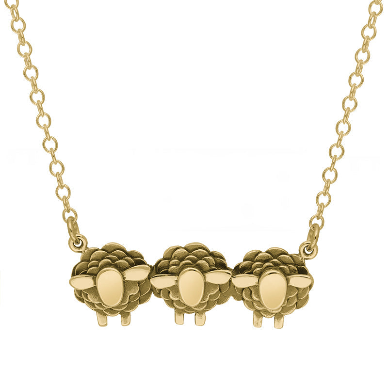 18ct Yellow Gold Three Sheep Necklace - Gold