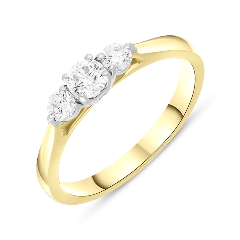 18ct Yellow Gold 0.49ct Diamond Three Stone Ring - Gold