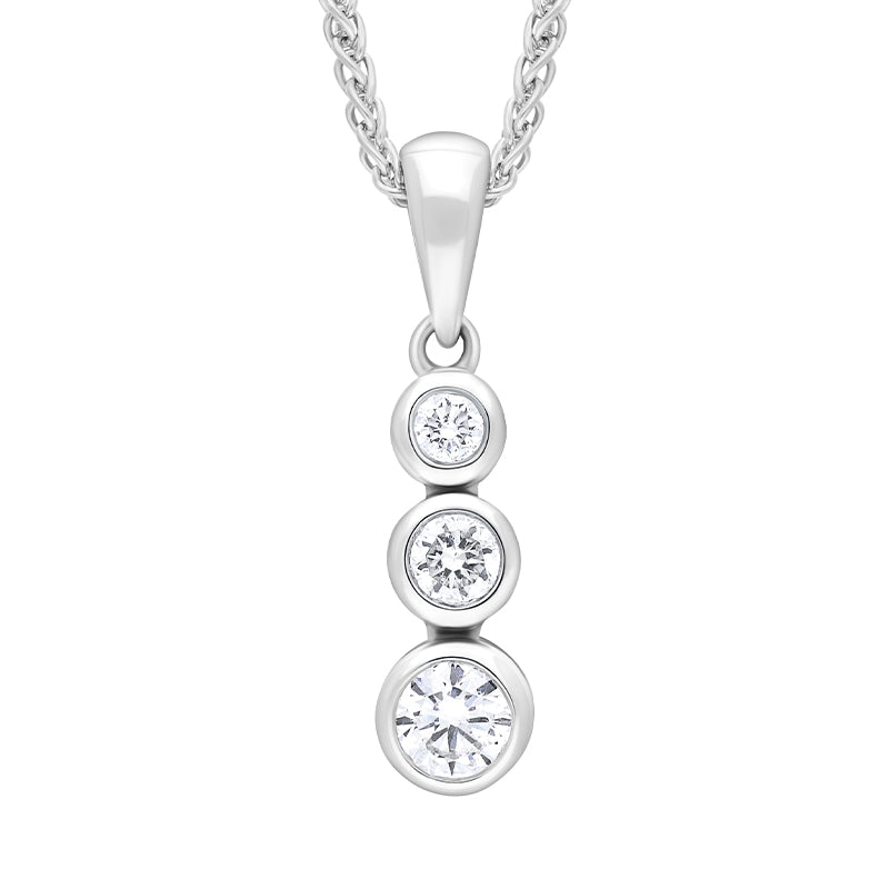 18ct White Gold 0.21ct Diamond Graduated Trilogy Pendant Necklace