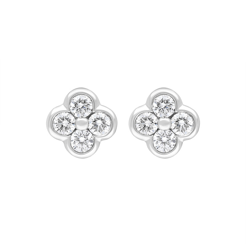 18ct White Gold 0.25ct Diamond Cluster Stud Earrings - White Gold