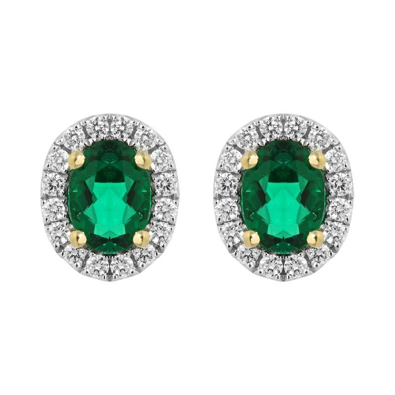 18ct White Gold 0.26ct Emerald Diamond Oval Stud Earrings - Option1 Value White Gold
