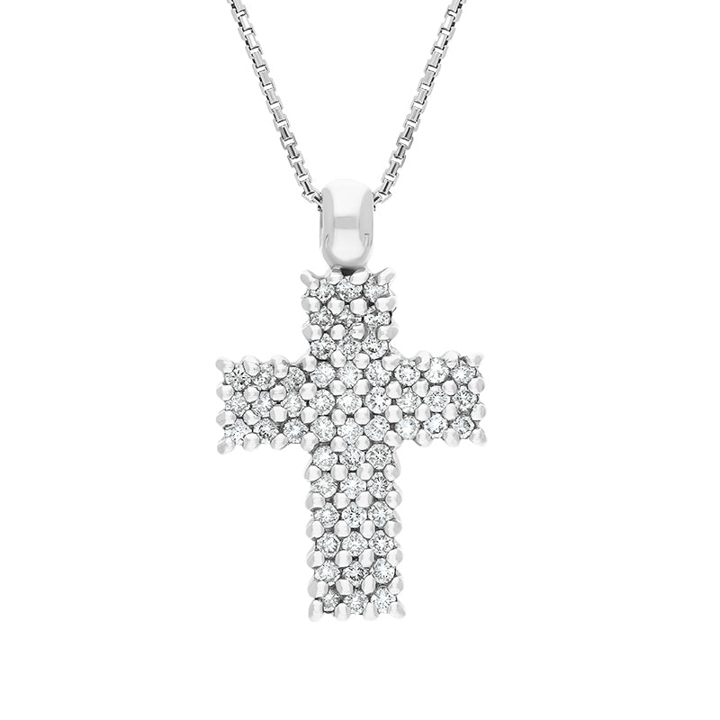 18ct White Gold 0.27ct Diamond Cross Necklace D