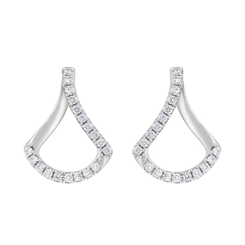 18ct White Gold 0.30ct Diamond Open Bell Shaped Earrings