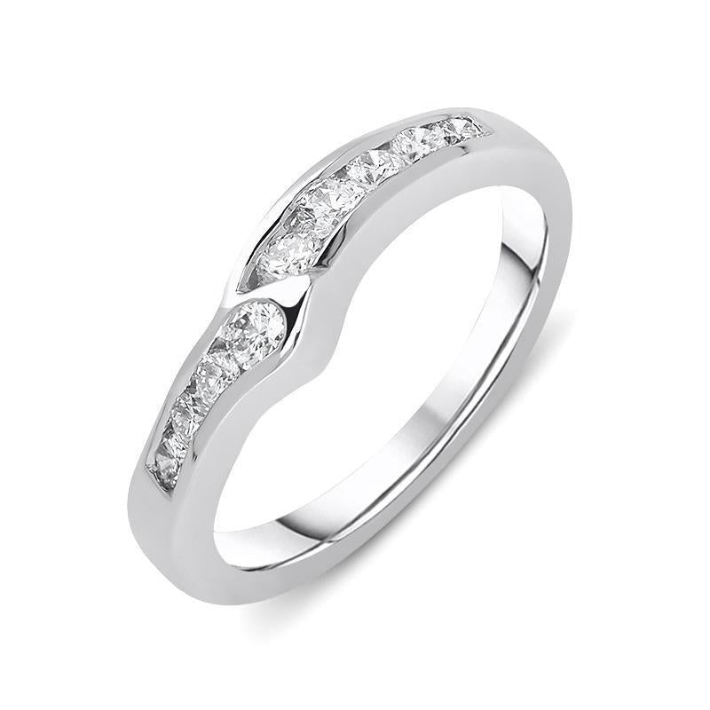 18ct White Gold 0.33ct Diamond Wishbone Wedding Ring D - J
