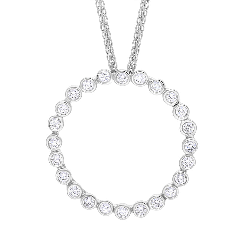 18ct White Gold 0.34ct Diamond Circle Pendant