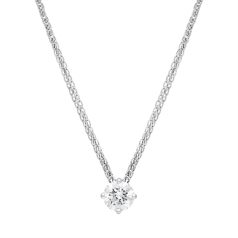 18ct White Gold 0.40ct Diamond Round Brilliant Cut Solitaire Slider Pendant - White Gold