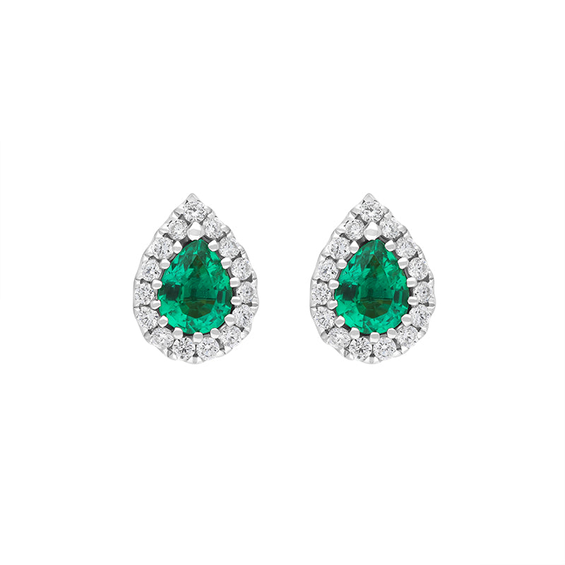 18ct White Gold 0.40ct Emerald Diamond Pear Stud Earrings