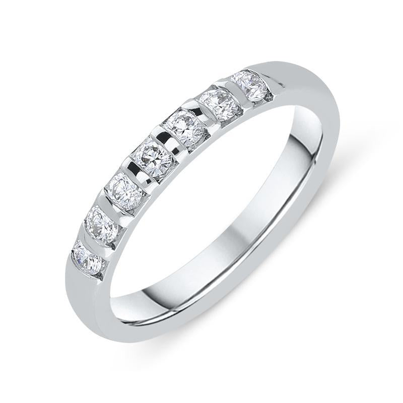 18ct White Gold 0.42ct Diamond 3mm Wedding Ring D - N