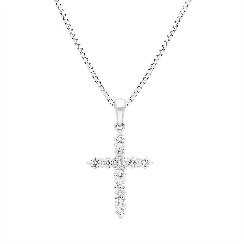 18ct White Gold 0.50ct Diamond Cross Pendant - White Gold