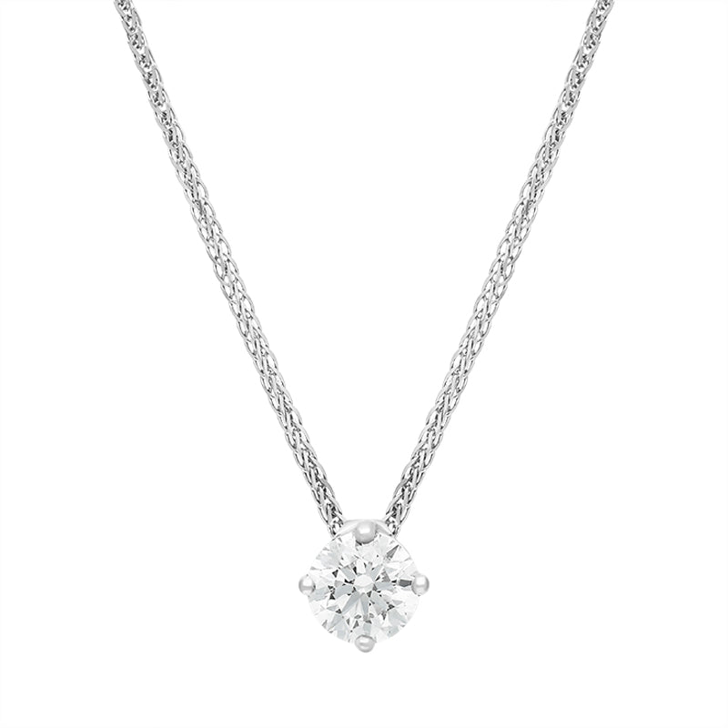 18ct White Gold 0.50ct Diamond Round Brilliant Cut Solitaire Slider Pendant - White Gold