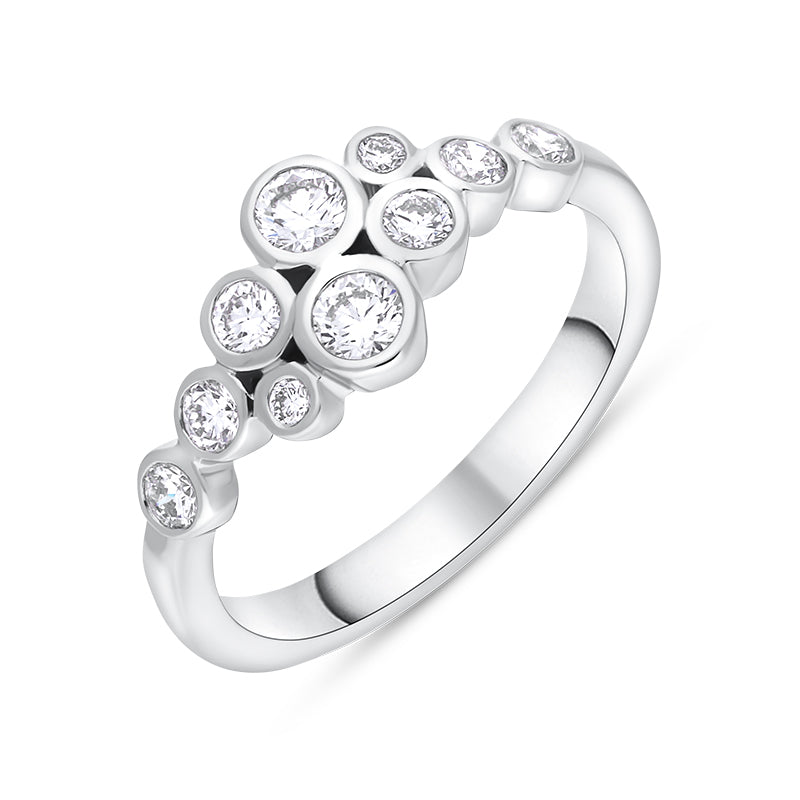 18ct White Gold 0.51ct Diamond Cluster Bubble Ring - L