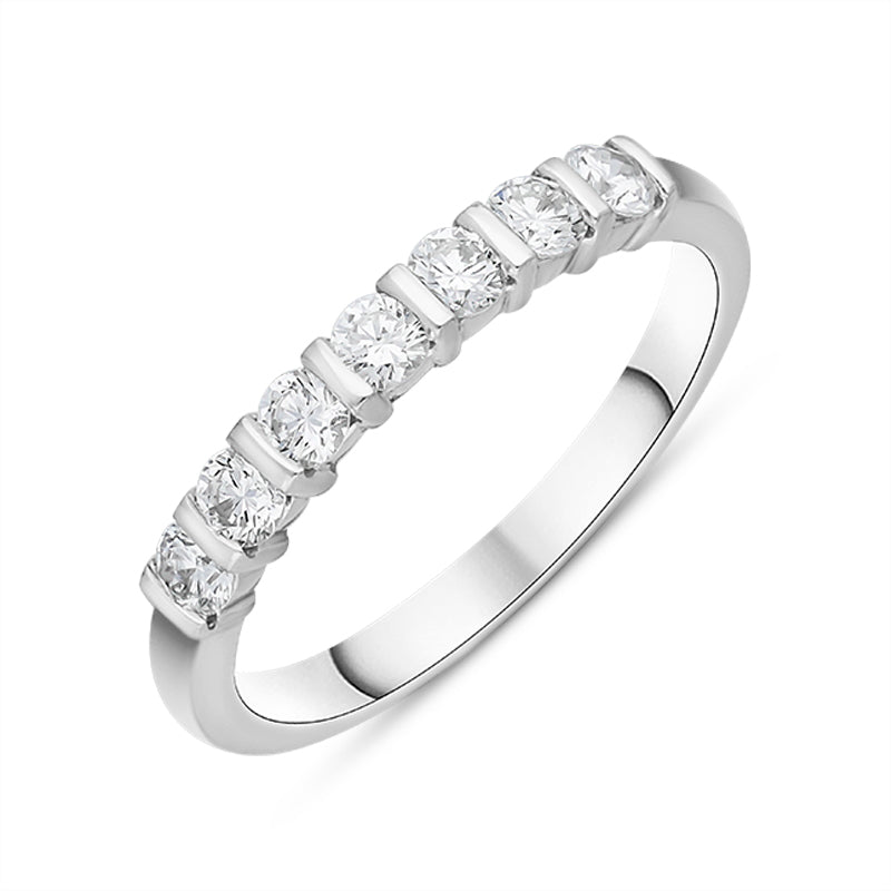 18ct White Gold 0.51ct Diamond Seven Stone Bar Set Ring - M