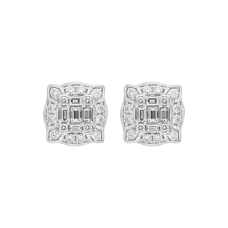 18ct White Gold 0.58ct Diamond Cluster Stud Earrings