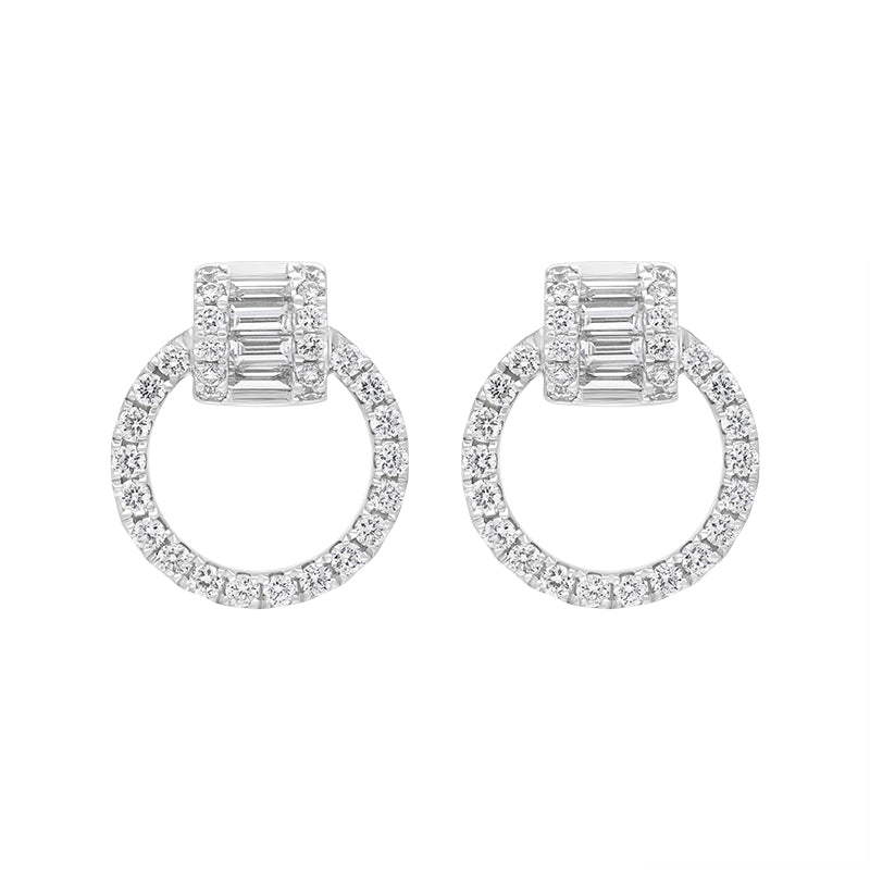 18ct White Gold 0.59ct Diamond Circle Earrings