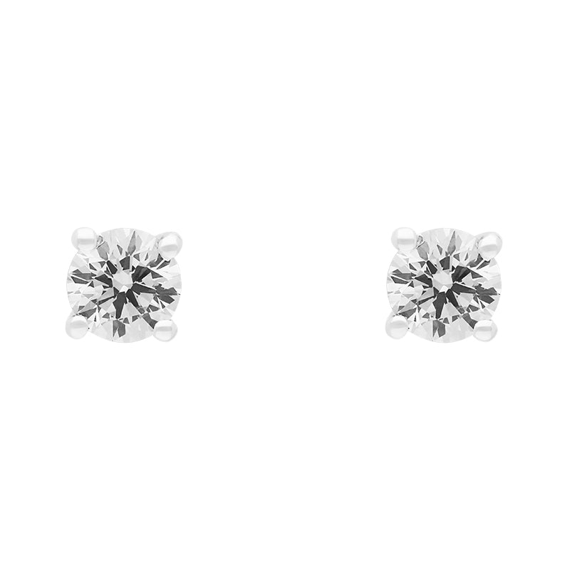18ct White Gold 0.61ct Diamond Solitaire Brilliant Cut Stud Earrings - Gold
