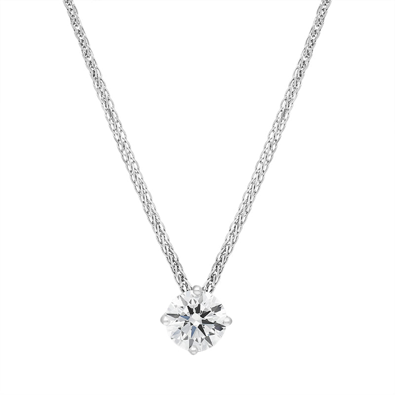 18ct White Gold 0.70ct Diamond Round Brilliant Cut Solitaire Slider Pendant - White Gold