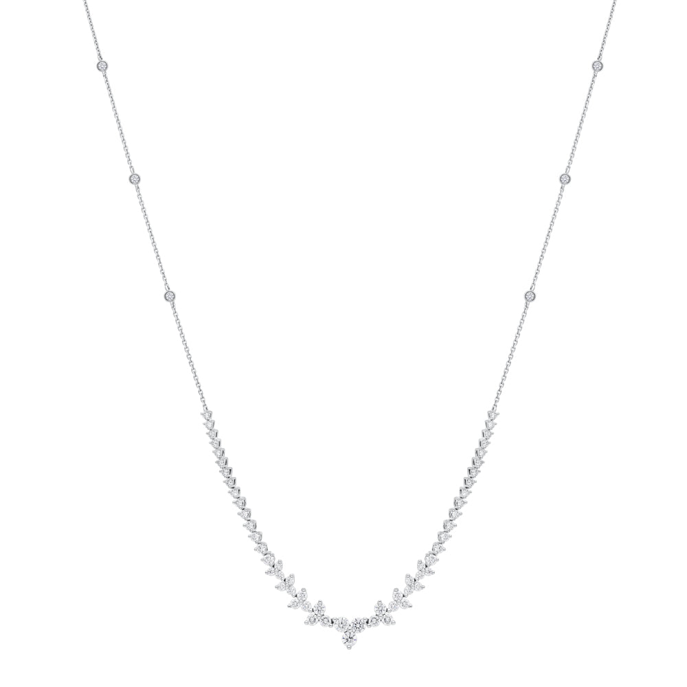 18ct White Gold 2.33ct Diamond Graduated Collar Necklace