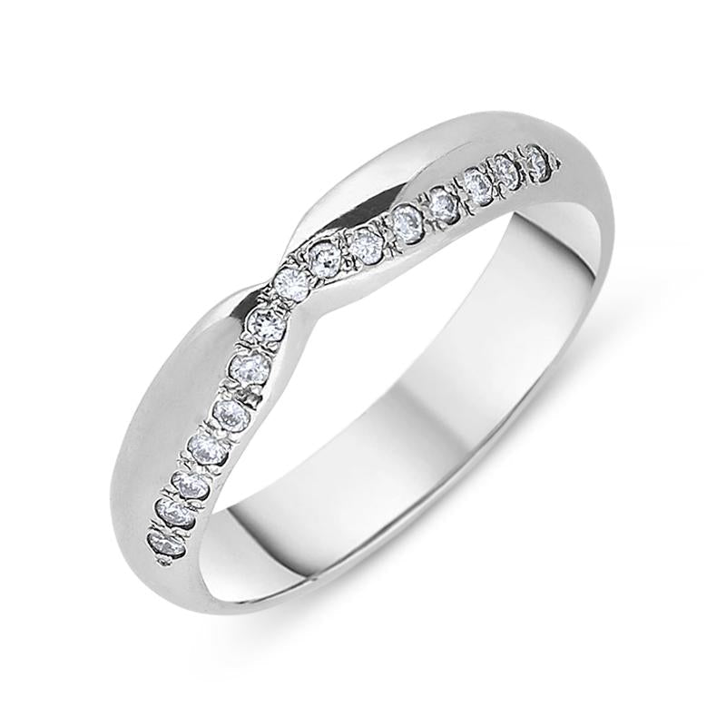 18ct White Gold 0.12ct Diamond Dipped Centre Half Eternity Ring D - N