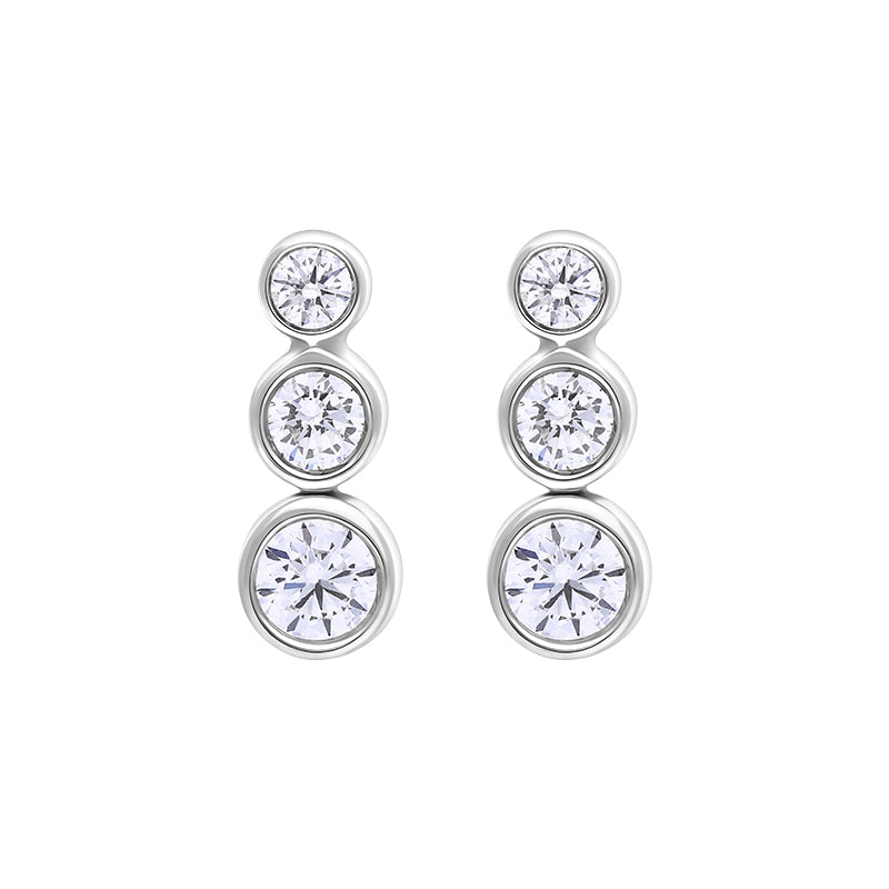 18ct White Gold 0.42ct Diamond Graduated Trilogy Earrings
