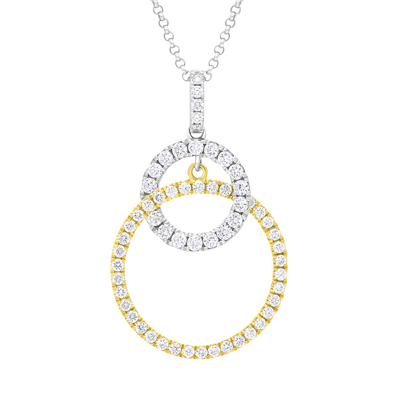 18ct White Yellow Gold 0.63ct Diamond Intertwined Circle Pendant