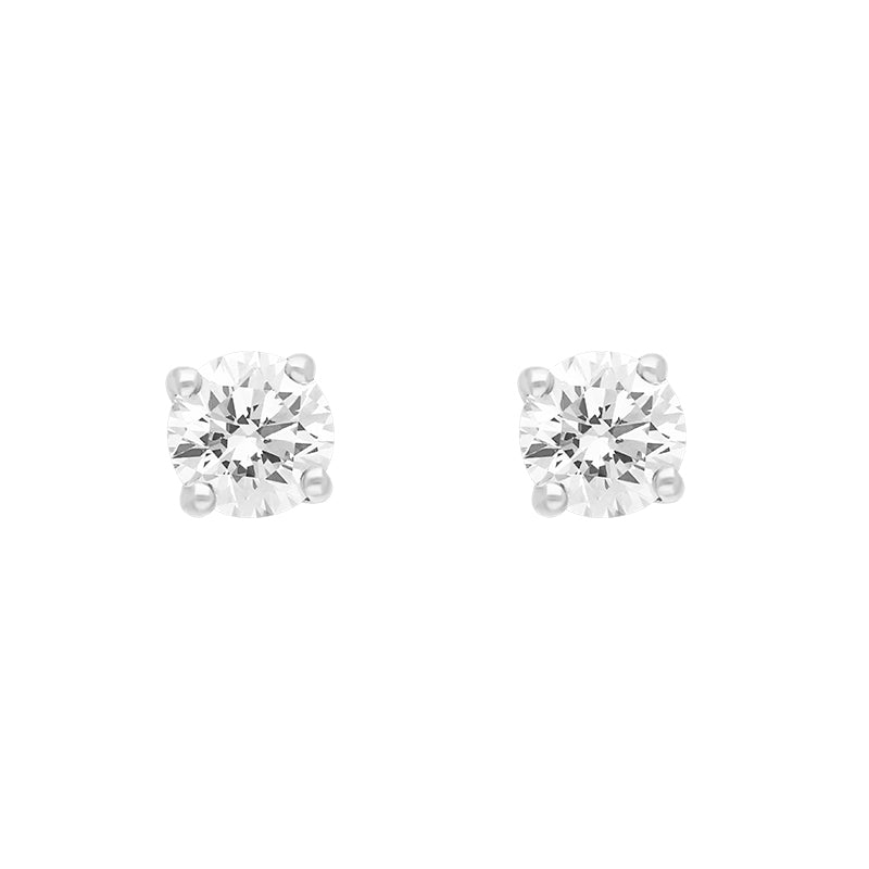 18ct White and Yellow Gold 1.03ct Diamond Solitaire Brilliant Cut Stud Earrings - Gold