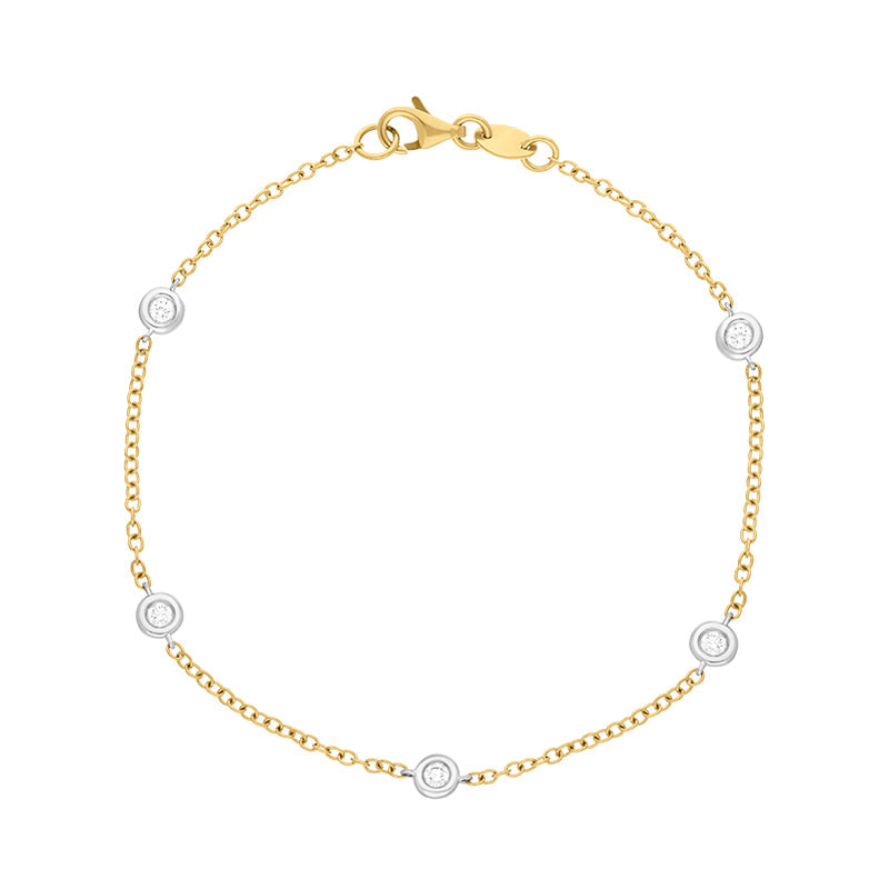 18ct Yellow and White Gold 0.24ct Diamond Chain Link Bracelet