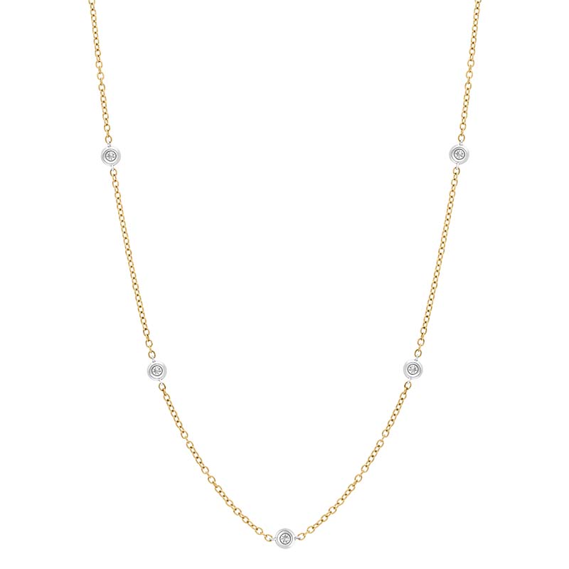 18ct Yellow and White Gold 0.48ct Diamond Chain Link Necklace