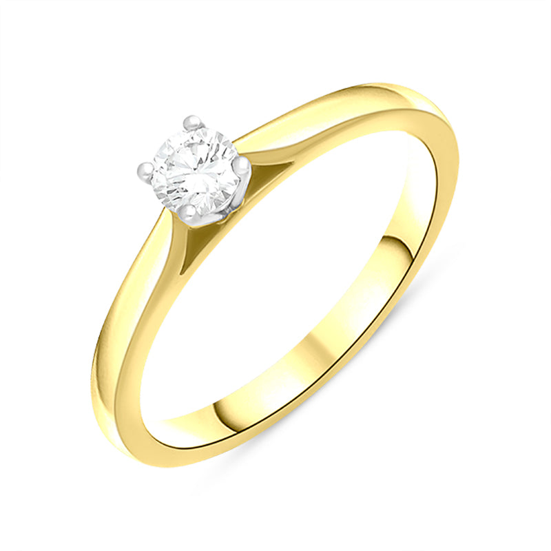 18ct Yellow Gold 0.20ct Diamond Round Brilliant Cut Solitaire Ring - Yellow Gold