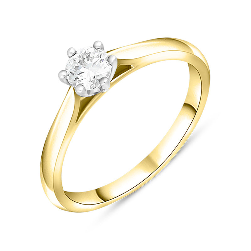 18ct Yellow Gold 0.33ct Diamond Round Brilliant Cut Solitaire Ring - Yellow Gold