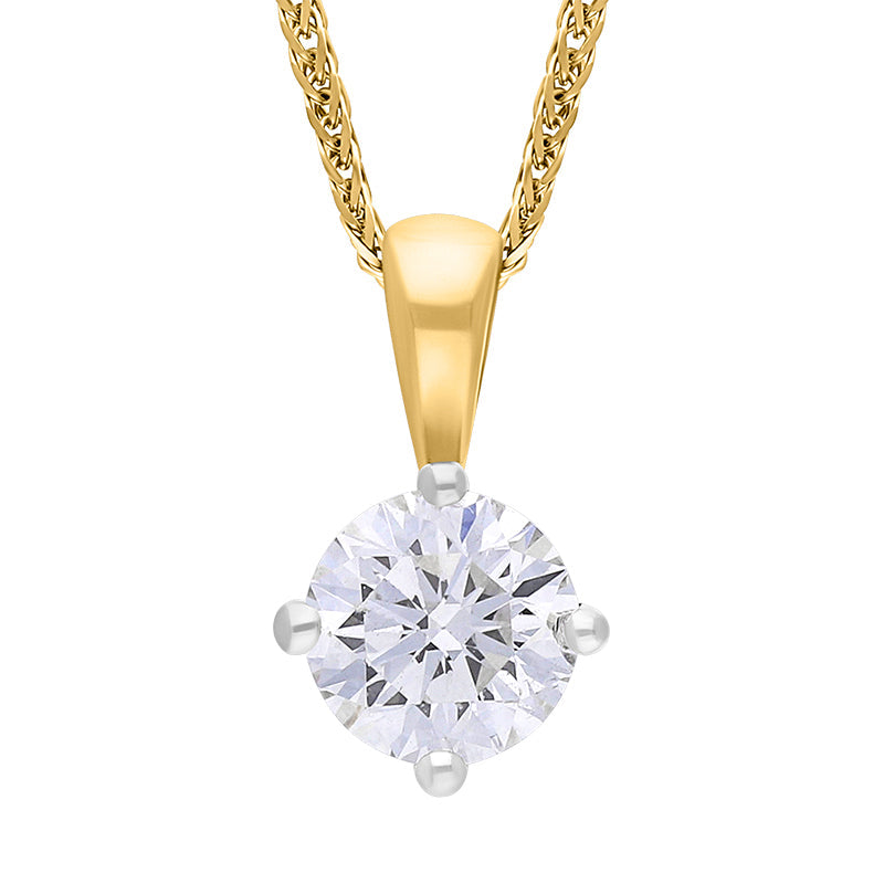 18ct Yellow Gold 0.33ct Diamond Solitaire Pendant Necklace