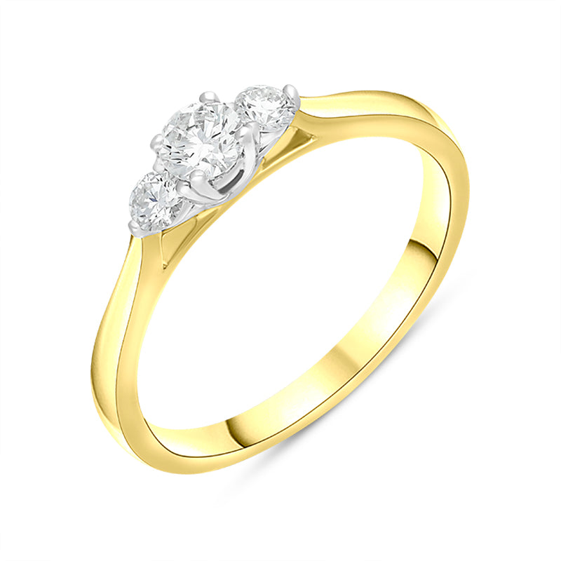 18ct Yellow Gold 0.35ct Diamond Three Stone Ring - Gold