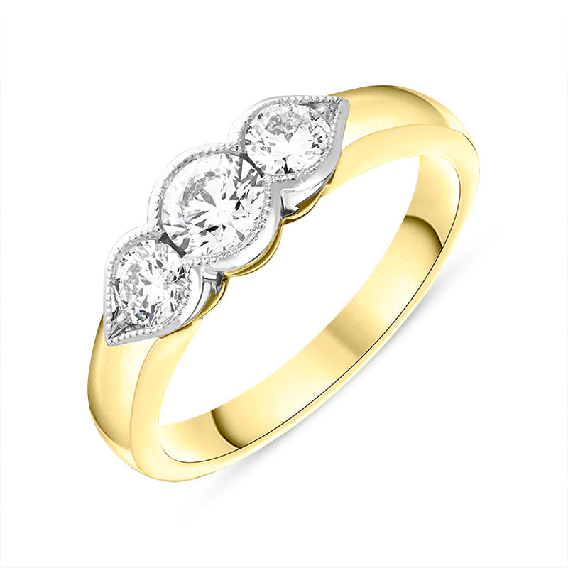 18ct Yellow Gold 0.80ct Diamond Three Stone Ring - Gold