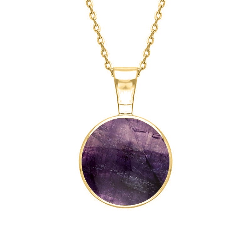 18ct Yellow Gold Blue John Heritage Round Necklace - Yellow Gold