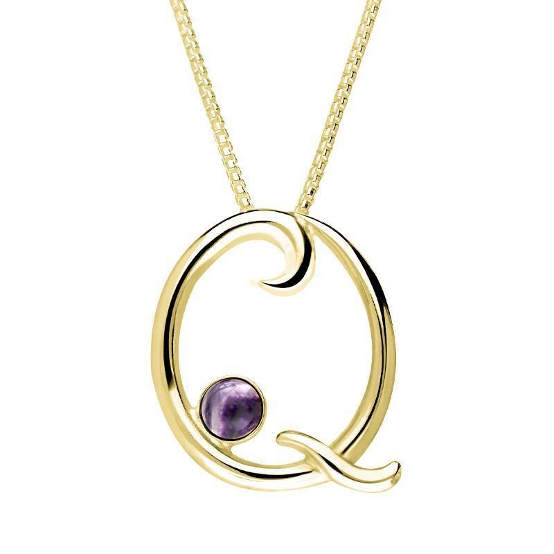 18ct Yellow Gold Blue John Love Letters Initial Q Necklace - Yellow Gold