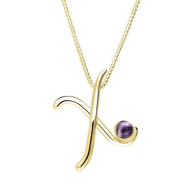 18ct Yellow Gold Blue John Love Letters Initial X Necklace - Yellow Gold