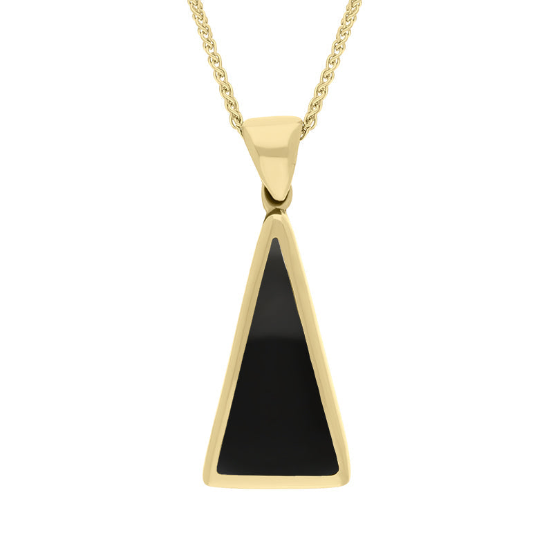 18ct Yellow Gold Blue John Whitby Jet Small Double Sided Triangular Fob Necklace - Yellow Gold