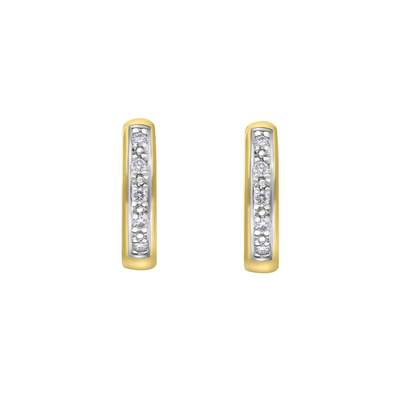 18ct Yellow Gold Diamond 10mm Domed Hoop Earrings