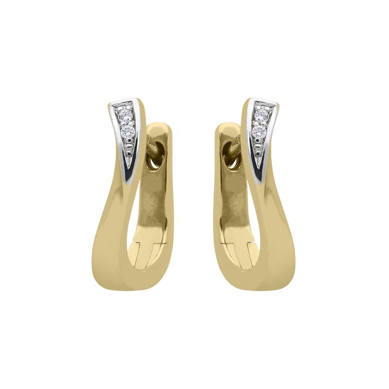 18ct Yellow Gold Diamond Curved Hoop Earrings