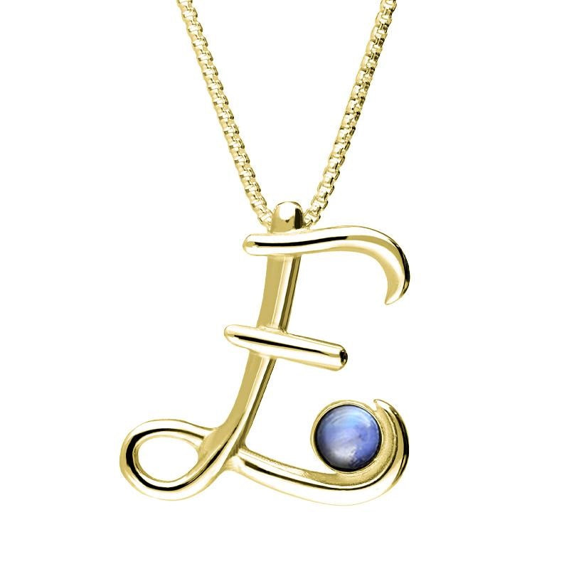 18ct Yellow Gold Moonstone Love Letters Initial E Necklace - Yellow Gold