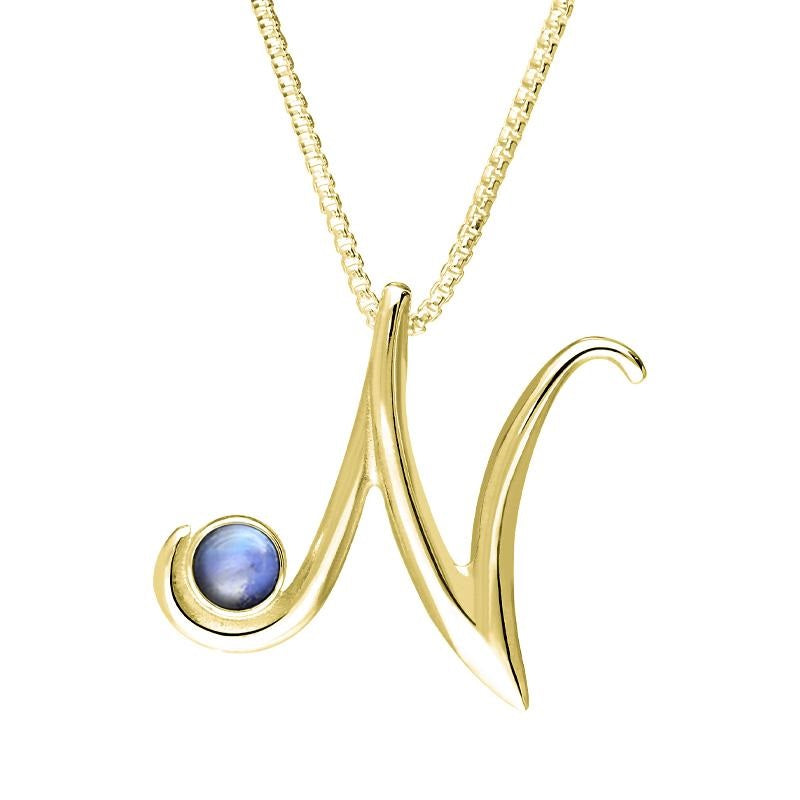 18ct Yellow Gold Moonstone Love Letters Initial N Necklace - Yellow Gold