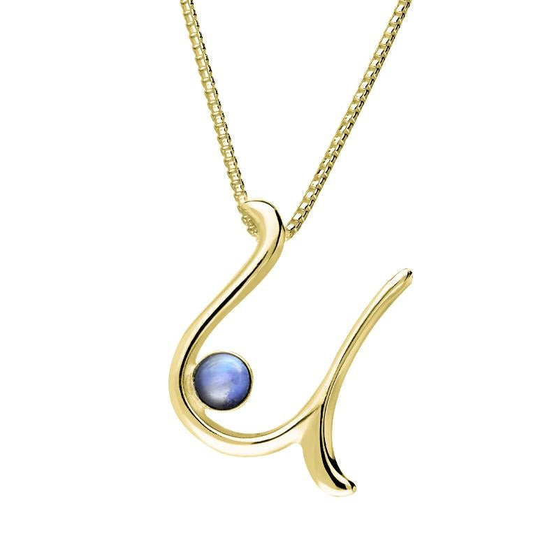 18ct Yellow Gold Moonstone Love Letters Initial U Necklace - Yellow Gold