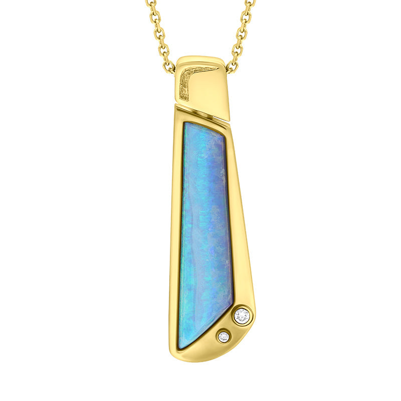 18ct Yellow Gold Opal Abstract Oblong Necklace D