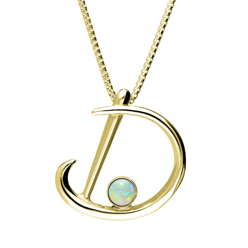18ct Yellow Gold Opal Love Letters Initial D Necklace - Yellow Gold