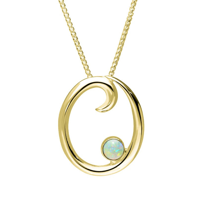18ct Yellow Gold Opal Love Letters Initial O Necklace - Yellow Gold
