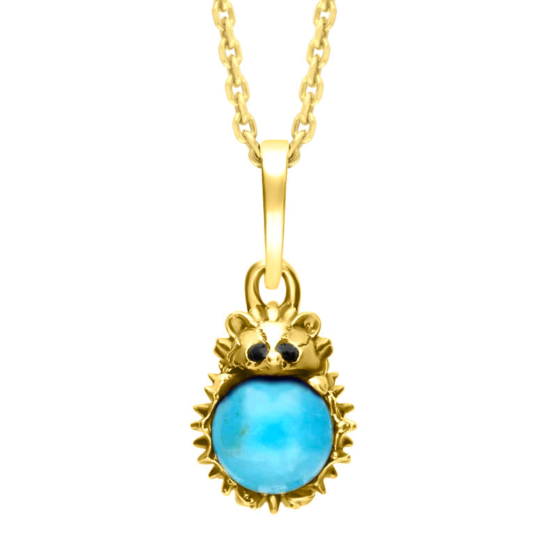 18ct Yellow Gold Turquoise Tiny Hedgehog Necklace - Yellow Gold