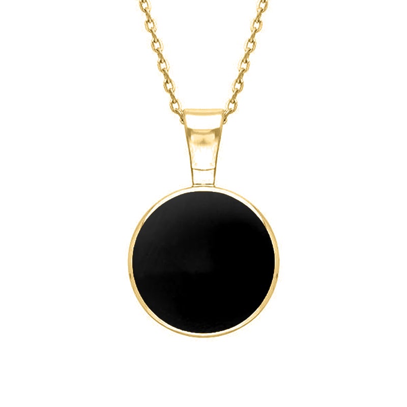 18ct Yellow Gold Whitby Jet Heritage Round Necklace - Yellow Gold
