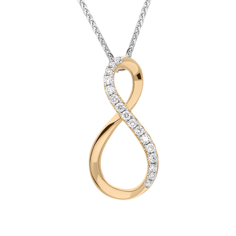18ct Rose and White Gold Diamond Infinity Symbol Necklace