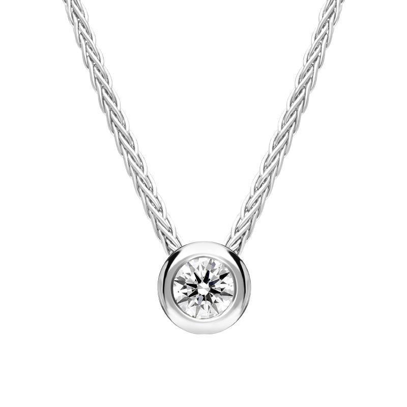 18ct White Gold 0.15ct Diamond Round Tube Set Pendant