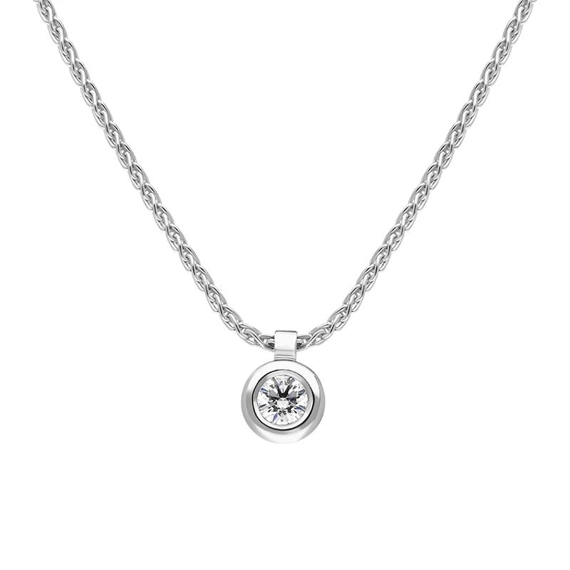 18ct White Gold 0.15ct Diamond Solitaire Pendant Necklace - White Gold