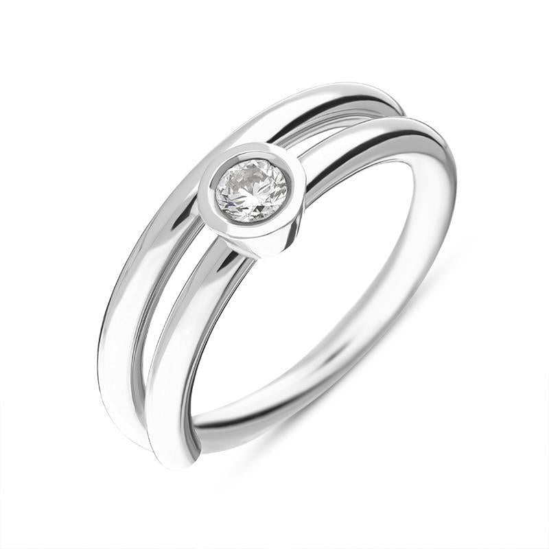 18ct White Gold 0.21ct Diamond Tube Set Ring